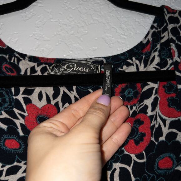 Y2K Guess Pink & Blue Floral Tie Waist Dress Size Small - Picture 4 of 7